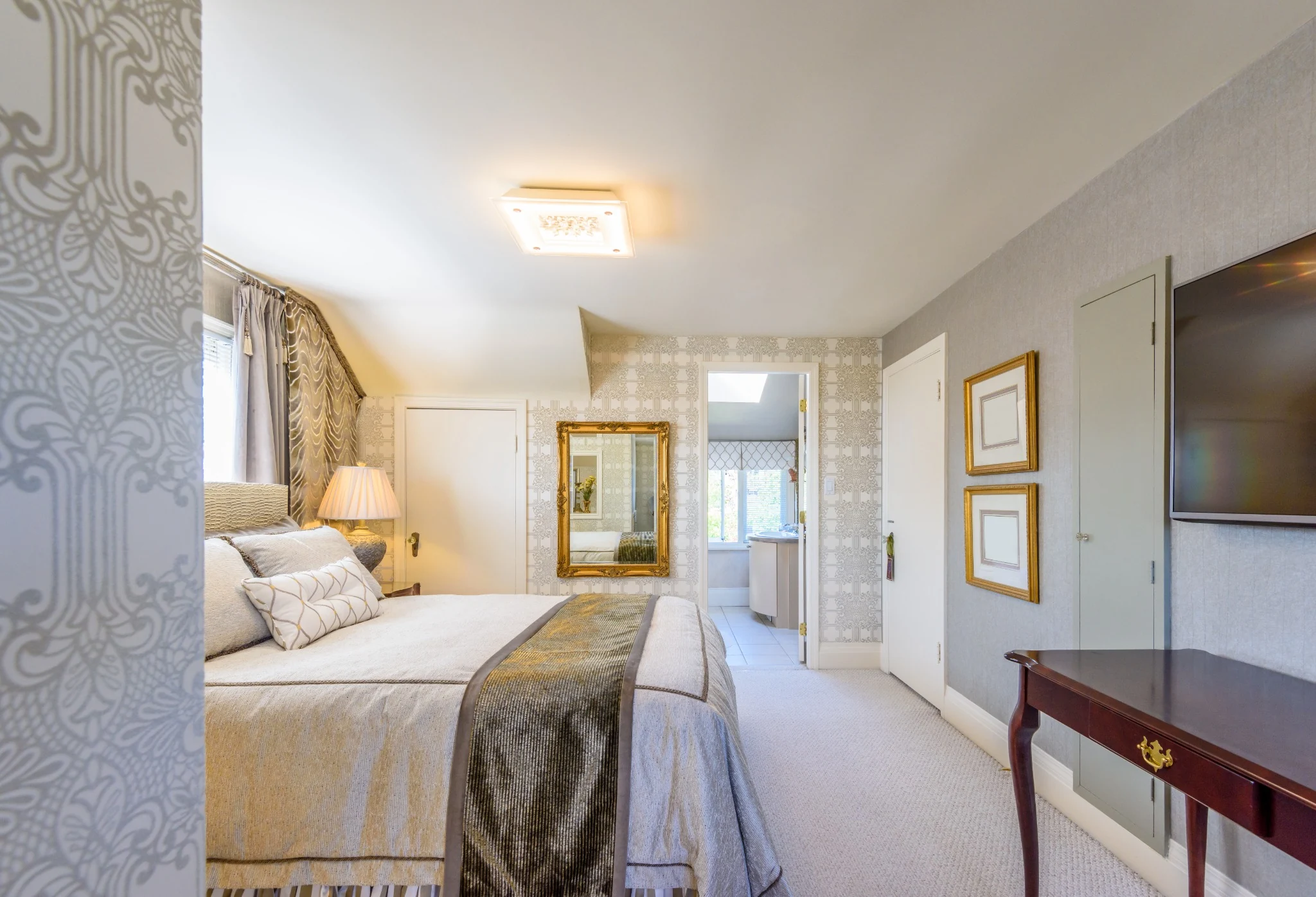 Neatly prepared guest bedroom in a furnished residential property