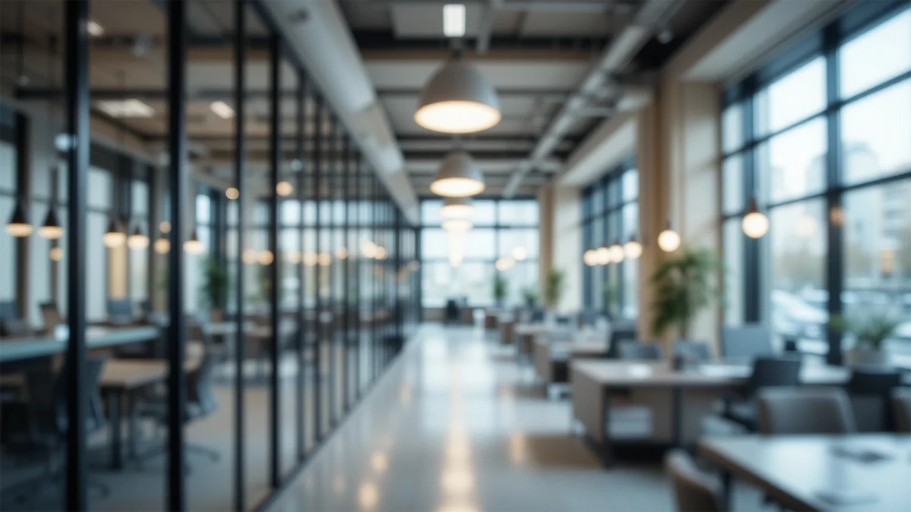 Softly focused contemporary office corridor